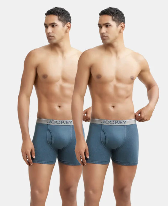 Jockey 8009 Men's Super Combed Cotton Rib Solid Boxer Brief with Ultrasoft Waistband (Pack of 2)