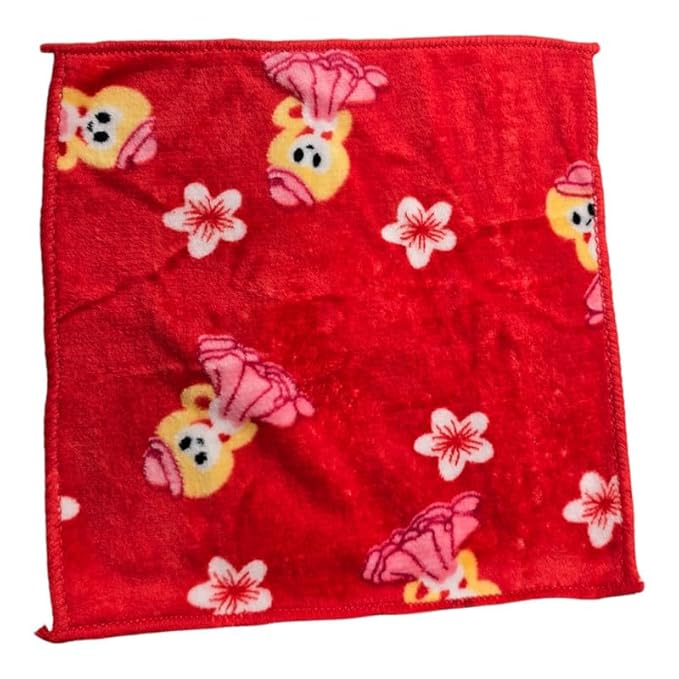 Soft Baby Face Towels  | 25x25 cm | 400 GSM Super Absorbent & Skin-Friendly Washcloths for Kids, Women & Newborns | Multicolor Printed Handkerchief Set (Teddy)