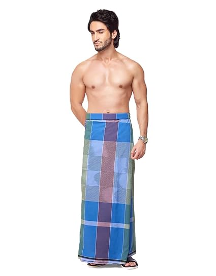Nandu Brand Men's Cotton Stitched Lungi (Pattern May Vary, Multicolour, Free Size) - Pack of 2