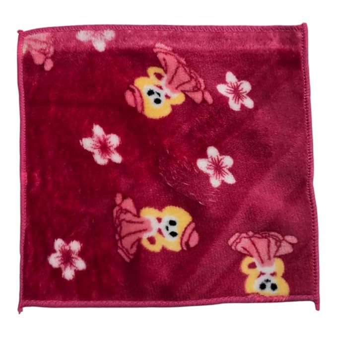 Soft Baby Face Towels  | 25x25 cm | 400 GSM Super Absorbent & Skin-Friendly Washcloths for Kids, Women & Newborns | Multicolor Printed Handkerchief Set (Teddy)