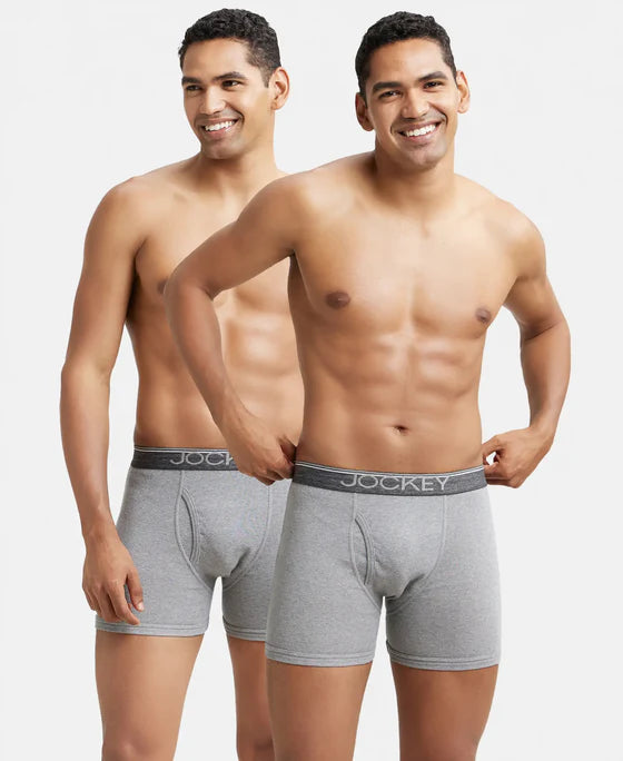 Jockey 8009 Men's Super Combed Cotton Rib Solid Boxer Brief with Ultrasoft Waistband (Pack of 2)
