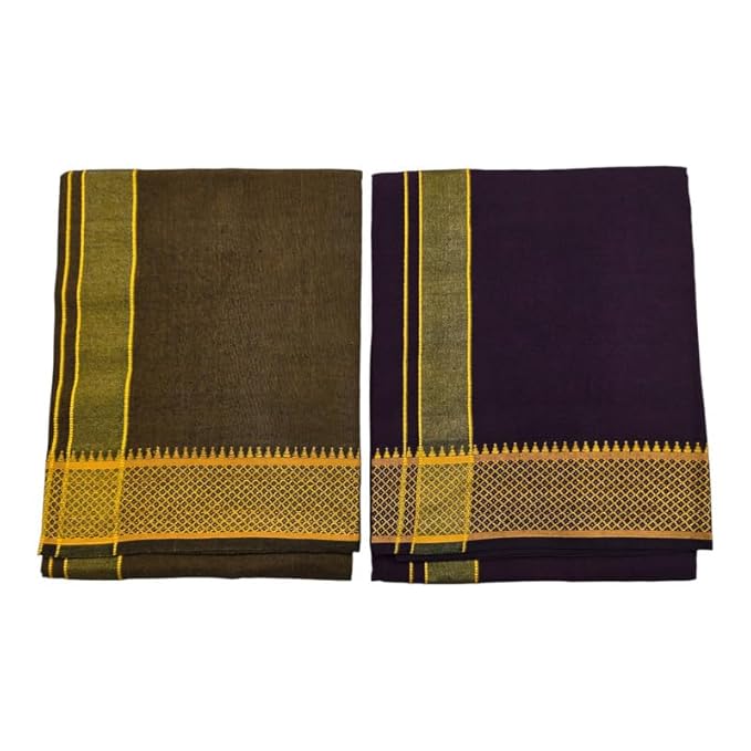 Cotton Color Dhotis for Men | Devotional or Temple Wear Dhoti | Mundu for Men | Padayappa Border Dhoti for Puja, Festivals, Religious and Casual Home Wear