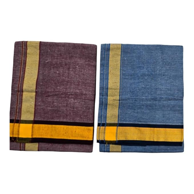 Multicolor Kerala style (Mundus) Dhotis for Men Combo Light Grey (Free Size Assorted) Lungi Veshti (Kaili) | Men's Dhoti for Puja, Festivals, Religious