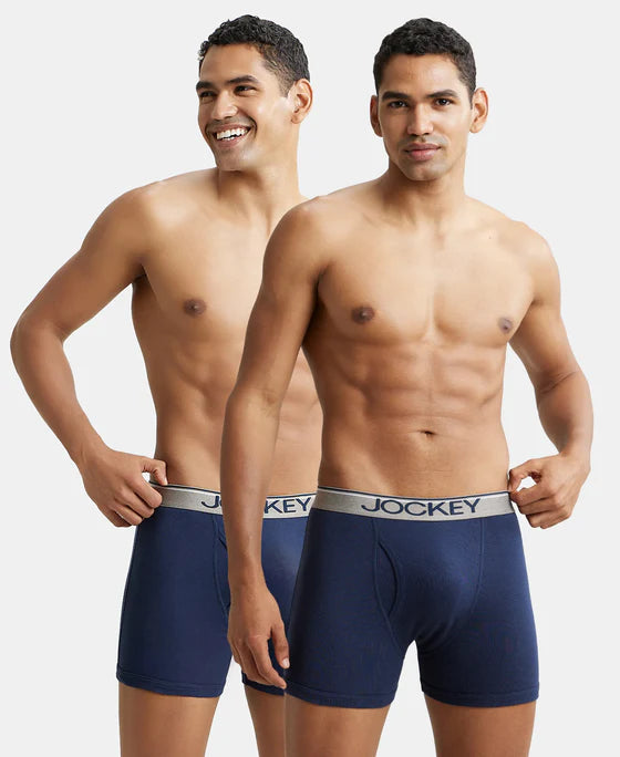 Jockey 8009 Men's Super Combed Cotton Rib Solid Boxer Brief with Ultrasoft Waistband (Pack of 2)