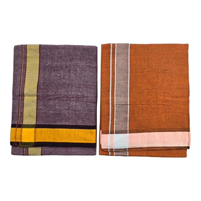 Multicolor Kerala style (Mundus) Dhotis for Men Combo Light Grey (Free Size Assorted) Lungi Veshti (Kaili) | Men's Dhoti for Puja, Festivals, Religious