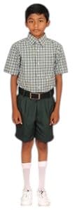 School Uniform - Pant for Boys, Cotton Shorts, Elastic Waist Half Pants, Regular Fit Sports Shorts l BOTTLE GREEN HALF PANT l