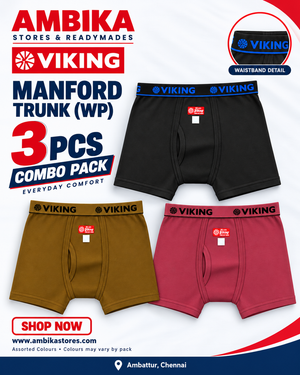 Viking Manford Trunk Premium Cotton Innerwear (3-Piece Combo) – Assorted