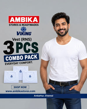 VIKING® Men’s Cotton Half-Sleeve Banian Pack of 3 – White