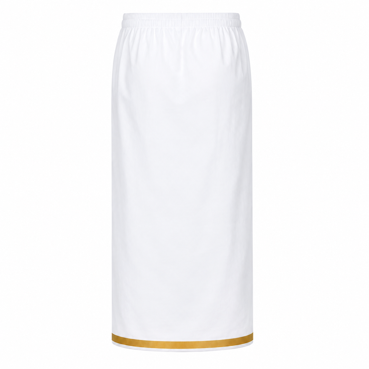 White cotton ready-to-wear dhoti for men with elastic waist – back view