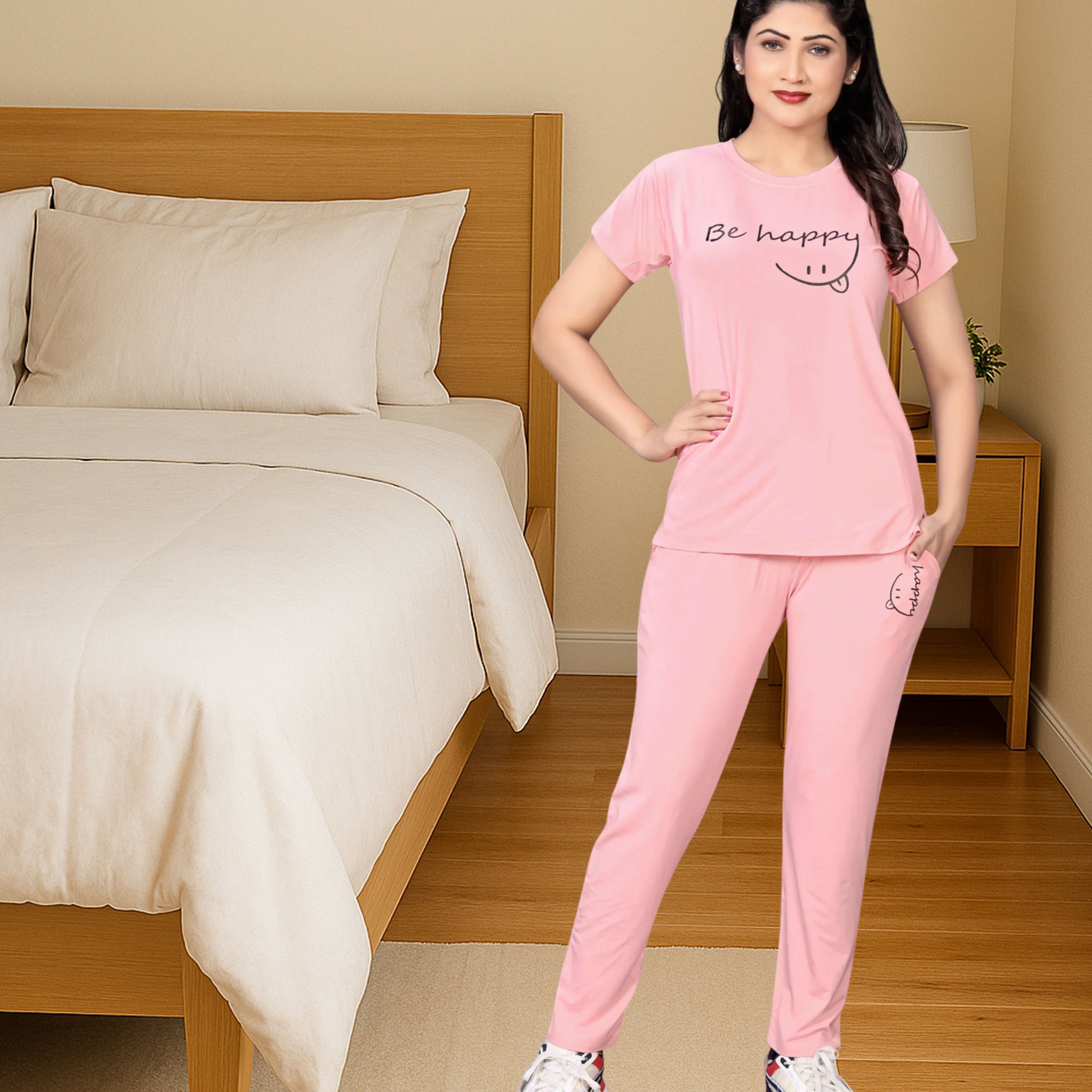 Bamboo night dress-Blazing pink