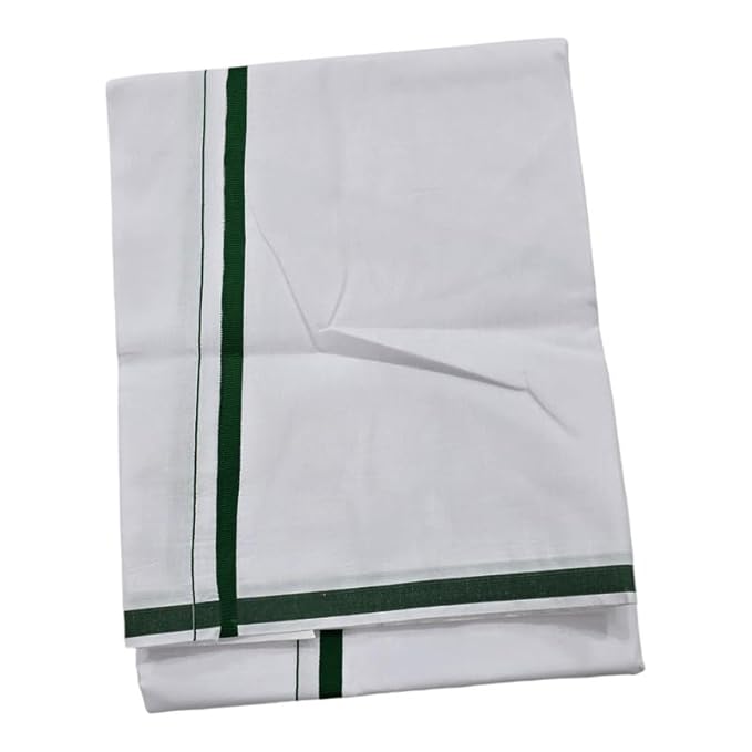 Pure Cotton White Dhoti With Colour Border for Men's | Dhoti for Pooja, Weddings and Other Festivel Occasions