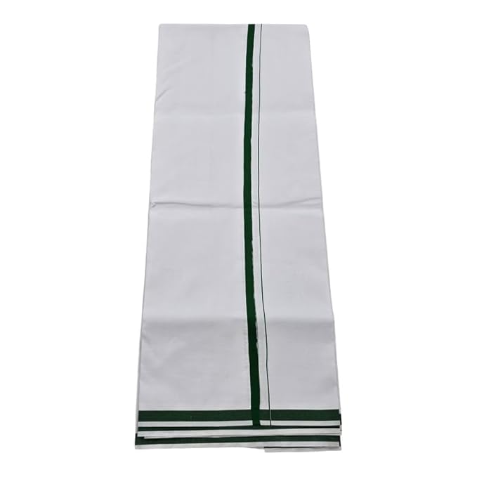 Pure Cotton White Dhoti With Colour Border for Men's | Dhoti for Pooja, Weddings and Other Festivel Occasions