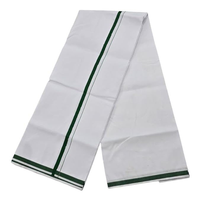 Pure Cotton White Dhoti With Colour Border for Men's | Dhoti for Pooja, Weddings and Other Festivel Occasions
