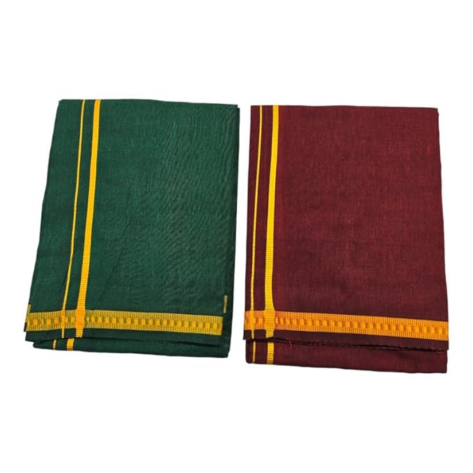 Men’s Poly Cotton Single Colour Casual Style Thalapathi Border Dhoti’s for Men’s/Fine Quality Single Dhoti’s for Men | Pooja Wear Dhoti
