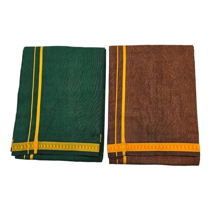 Men’s Poly Cotton Single Colour Casual Style Thalapathi Border Dhoti’s for Men’s/Fine Quality Single Dhoti’s for Men | Pooja Wear Dhoti