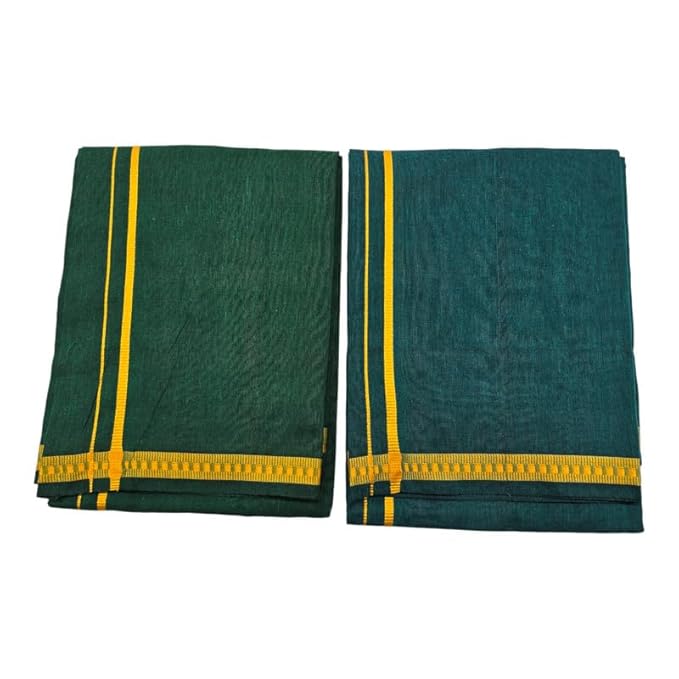 Men’s Poly Cotton Single Colour Casual Style Thalapathi Border Dhoti’s for Men’s/Fine Quality Single Dhoti’s for Men | Pooja Wear Dhoti
