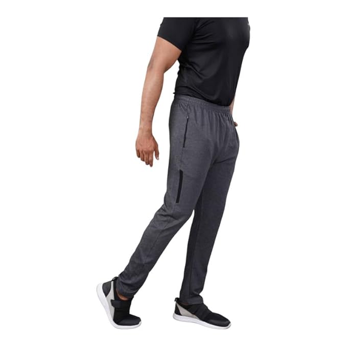 Melange Lower for Men | Regular Fit Cotton Blend Lower with 2 Side Pockets & One Side Zipper Pocket | Perfect for Running, Gym, and Comfortable Style