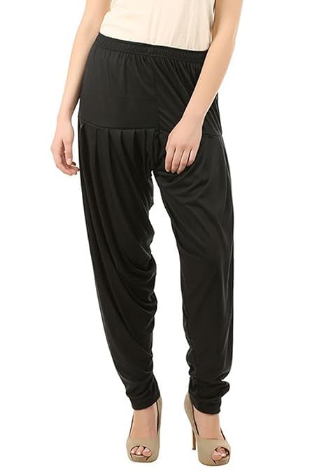Women's Relaxed Fit Cotton Viscose Lycra Dhoti Patiyala Salwar Harem Bottoms Pants for Women's (PACK 1)