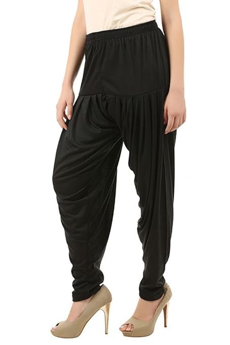 Women's Relaxed Fit Cotton Viscose Lycra Dhoti Patiyala Salwar Harem Bottoms Pants for Women's (PACK 1)