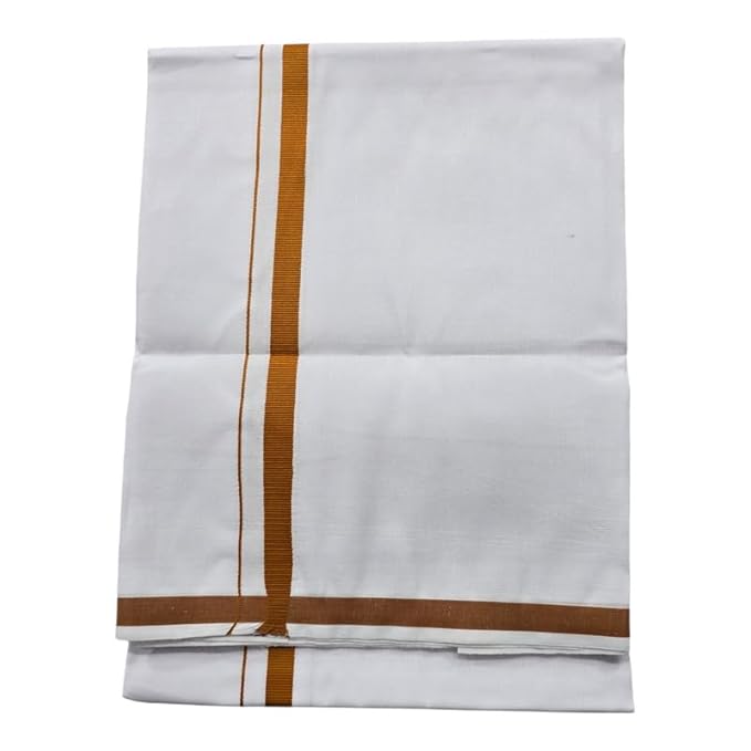 Pure Cotton White Dhoti With Colour Border for Men's | Dhoti for Pooja, Weddings and Other Festivel Occasions