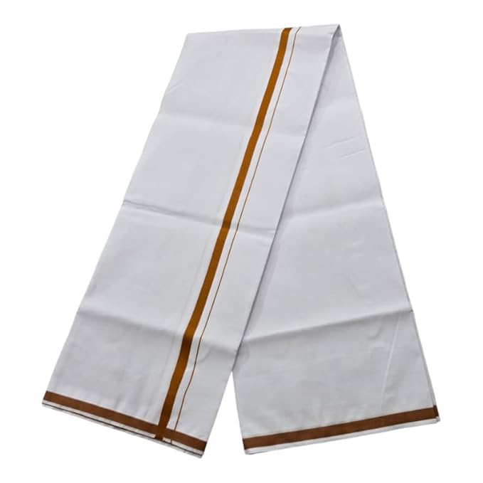 Pure Cotton White Dhoti With Colour Border for Men's | Dhoti for Pooja, Weddings and Other Festivel Occasions