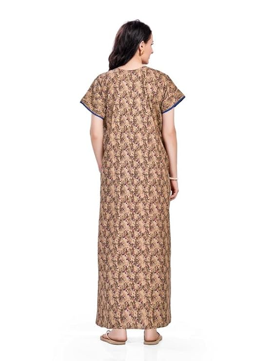 Women's Cotton Printed Nighty Night Gown Maxi | Nighty Dress with Pocket, Super Soft Comfortable | Rajasthani and Jaipuri Gown Maxi