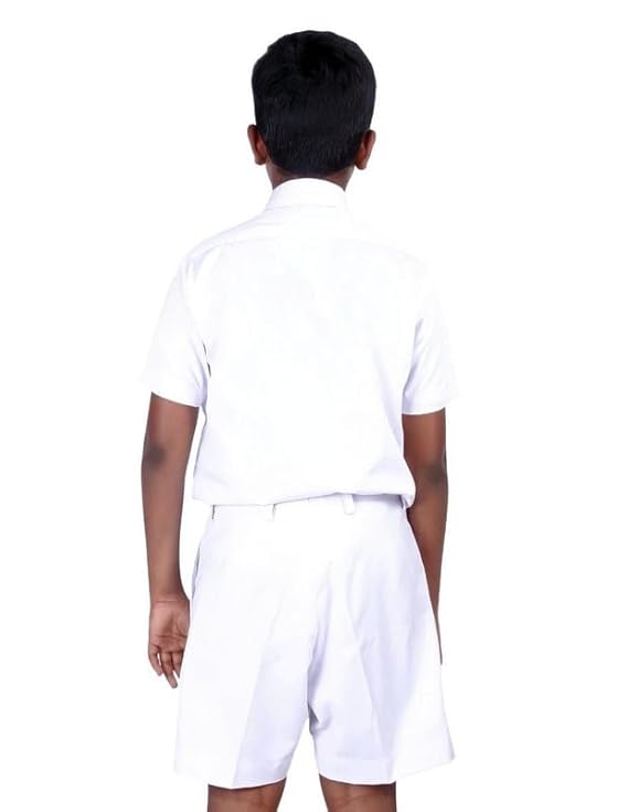 School Uniform - Pant for Boys, Cotton Shorts, Elastic Waist Half Pants, Regular Fit Sports Shorts l HALF PANT WHITE l