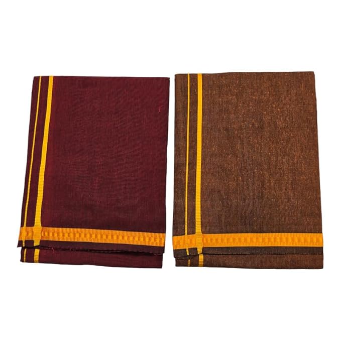 Men’s Poly Cotton Single Colour Casual Style Thalapathi Border Dhoti’s for Men’s/Fine Quality Single Dhoti’s for Men | Pooja Wear Dhoti