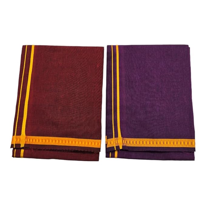 Men’s Poly Cotton Single Colour Casual Style Thalapathi Border Dhoti’s for Men’s/Fine Quality Single Dhoti’s for Men | Pooja Wear Dhoti