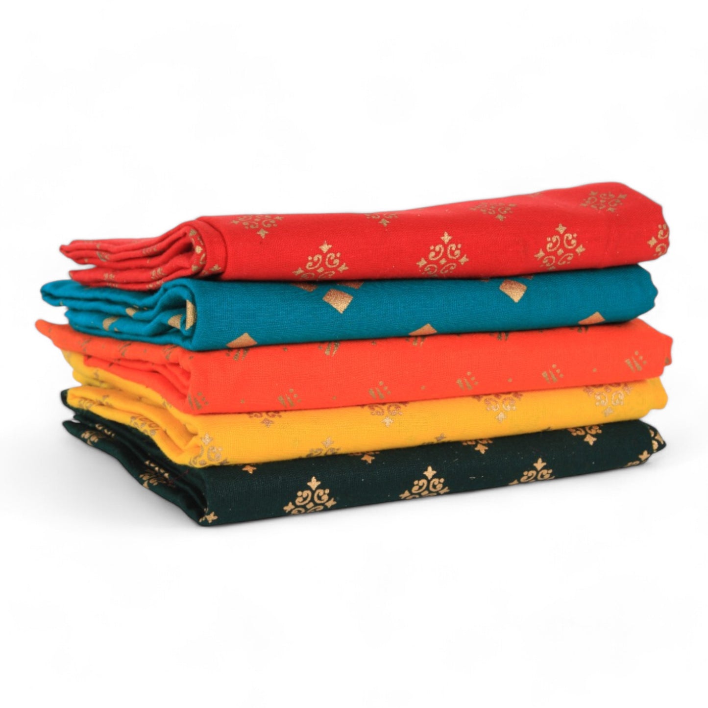 Cotton Blouse Material 1metre | Combo Set Of 5 | Gold Printed Blouse