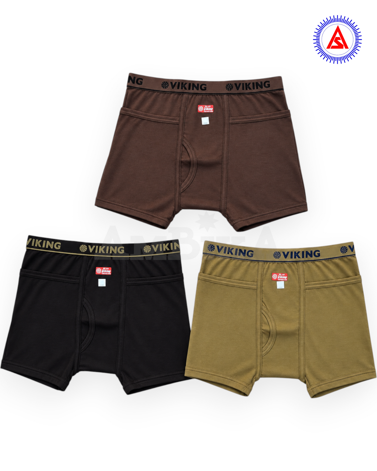 VIKING men's cotton pocket trunks, assorted pack of 3
