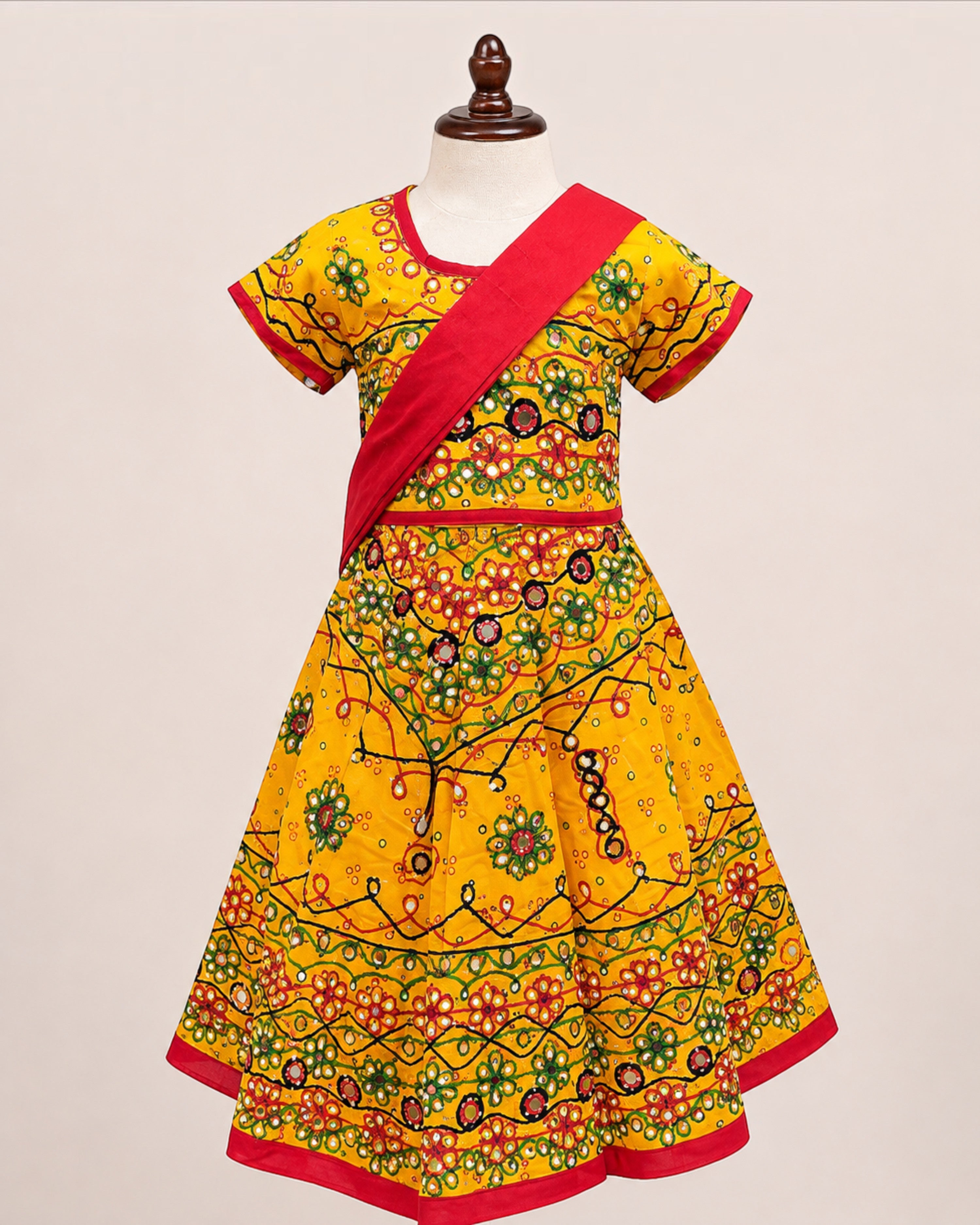 Girls & Baby Girls Kumkum Multicolor Cotton Lehenga Choli with Dupatta – 3 Piece Ethnic Set