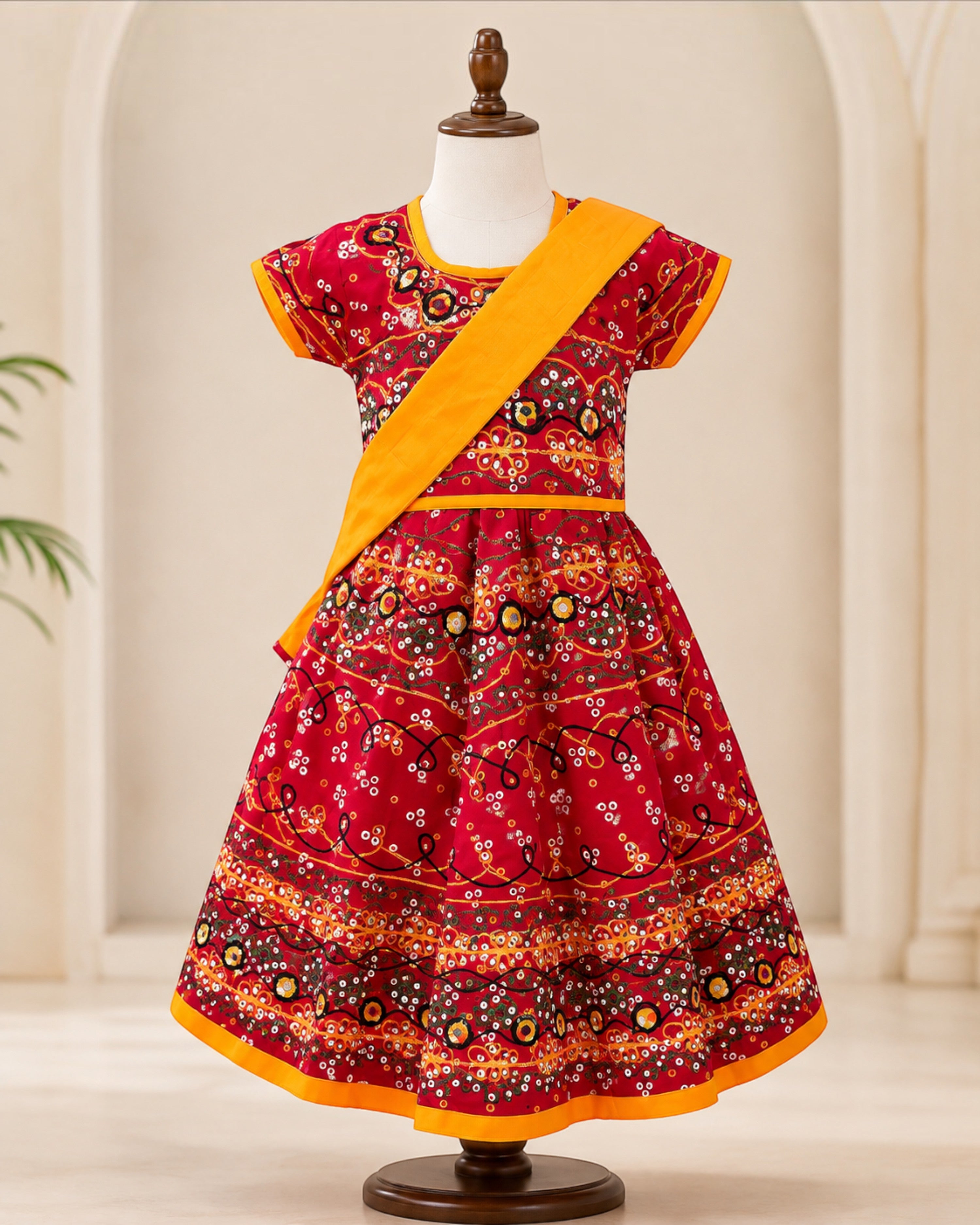 Girls & Baby Girls Kumkum Multicolor Cotton Lehenga Choli with Dupatta – 3 Piece Ethnic Set