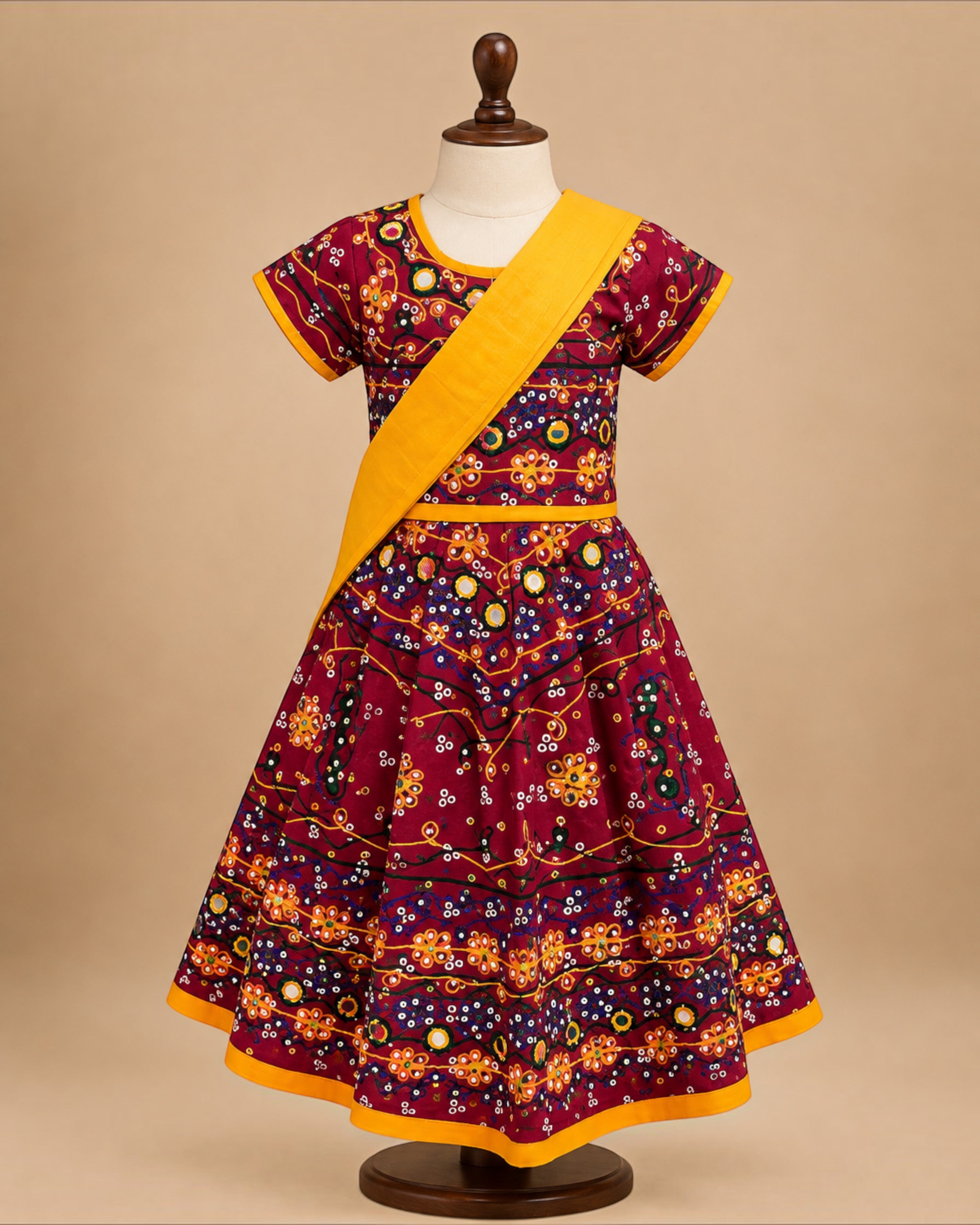 Girls & Baby Girls Kumkum Multicolor Cotton Lehenga Choli with Dupatta – 3 Piece Ethnic Set