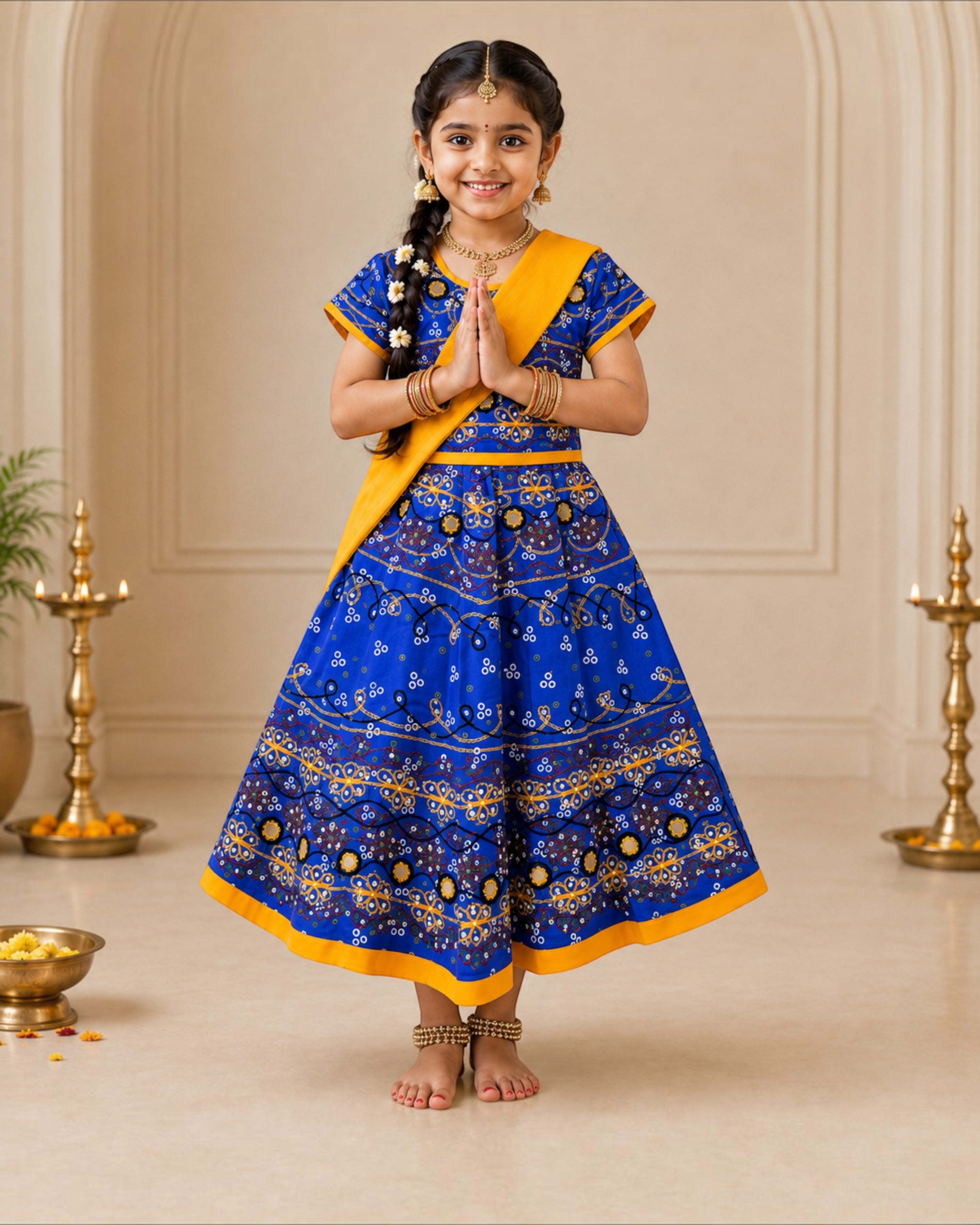 Girls & Baby Girls Kumkum Multicolor Cotton Lehenga Choli with Dupatta – 3 Piece Ethnic Set