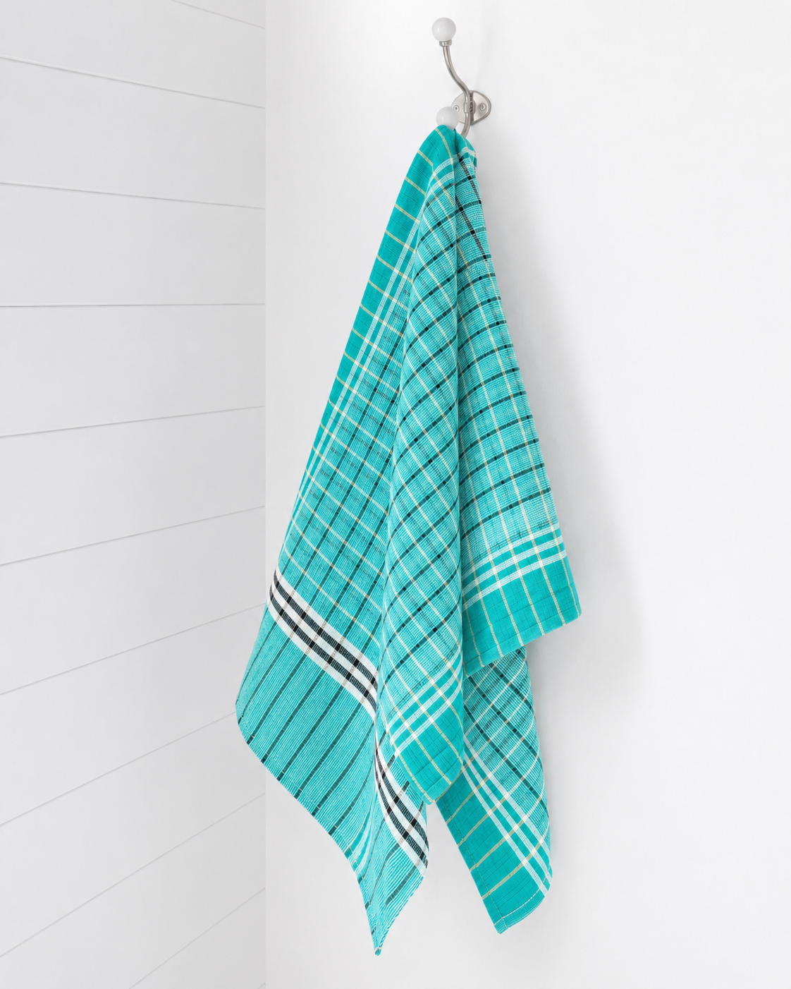Twin-thread (Eralai)pure cotton bath towels in a pack of 5. Large 30 x 60-inch multicolour checked towels for men and women. Lightweight and easy to dry.