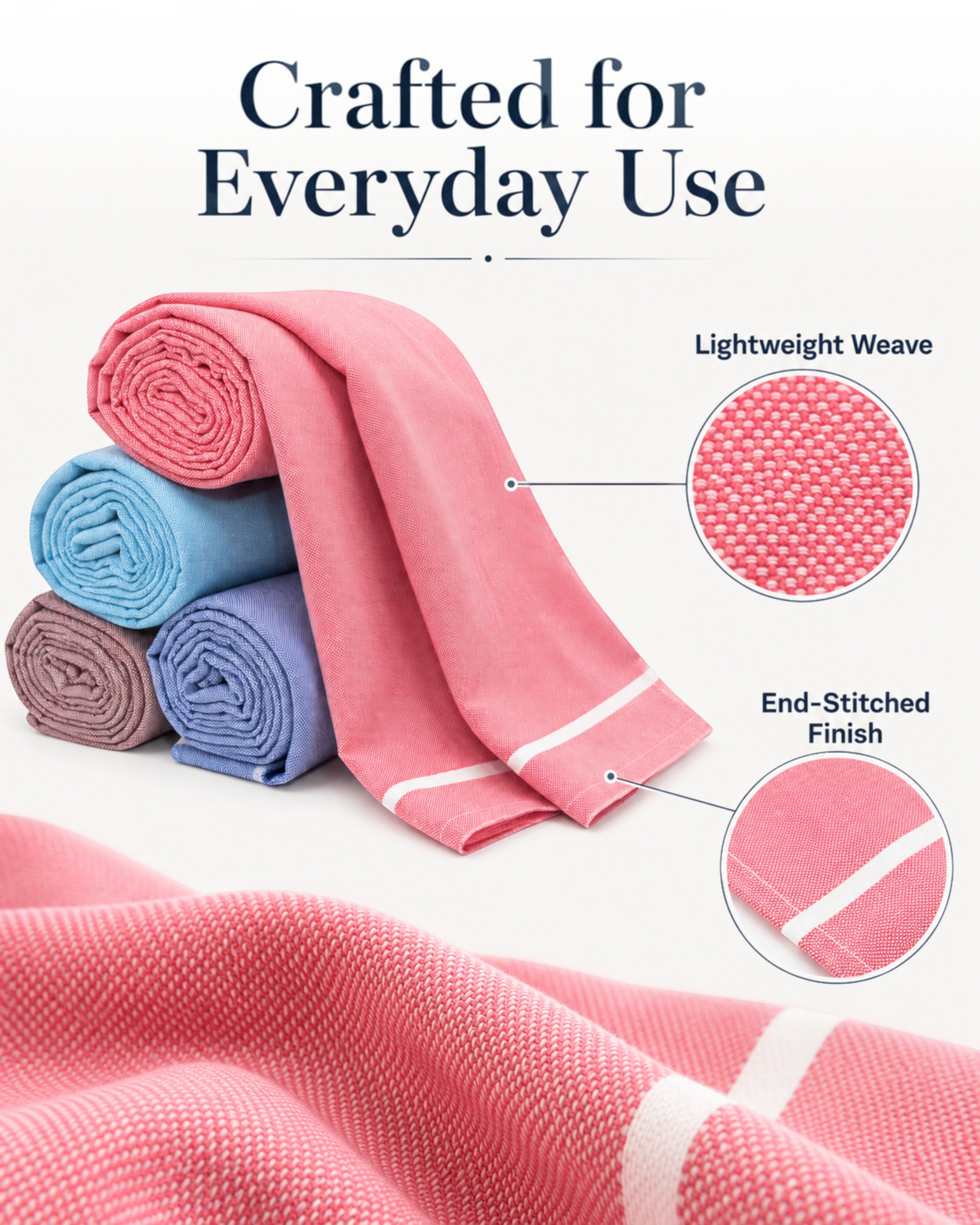 Kerala Cotton Thorthu Gamcha Towels for Men & Women – 30 × 65 cm – Pack of 2/4