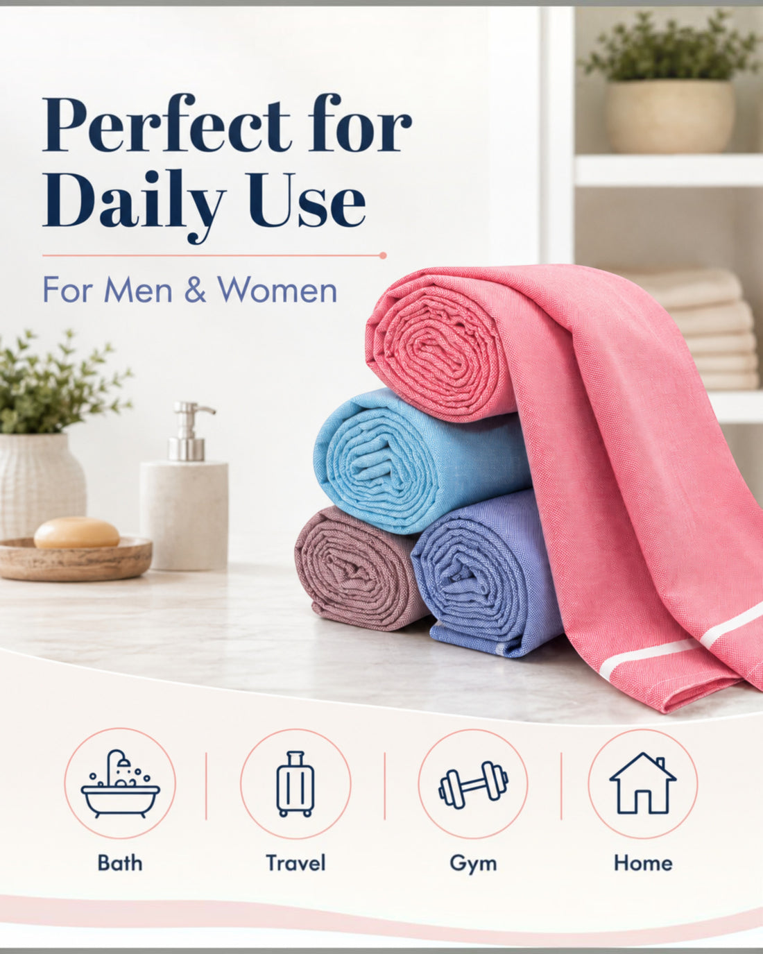 Kerala Cotton Thorthu Gamcha Towels for Men & Women – 30 × 65 Inch – Pack of 2/4