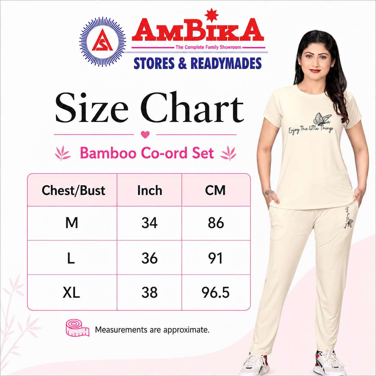 Women’s Bamboo Blend Co-ord Set – Half Sleeve T-Shirt & Lounge Pants | Ultra-Soft 160 GSM Loungewear  | Cream/Ivory
