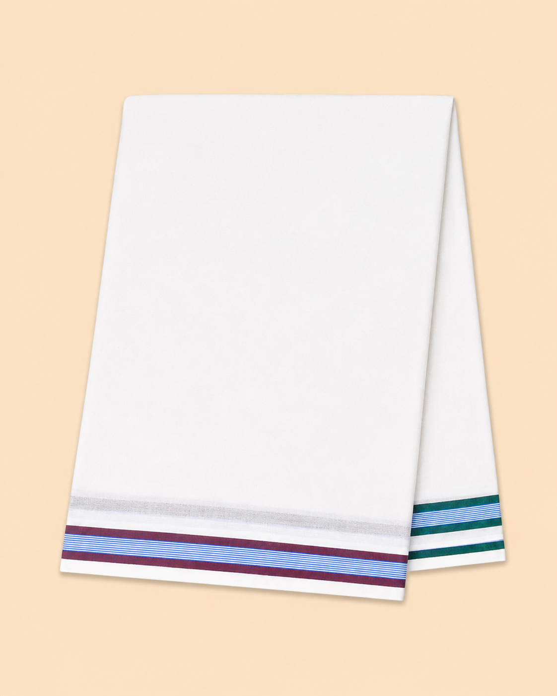 Men’s Cotton Panchakacham 9×5 – Small Ice Cream Border Dhoti & Towel Set