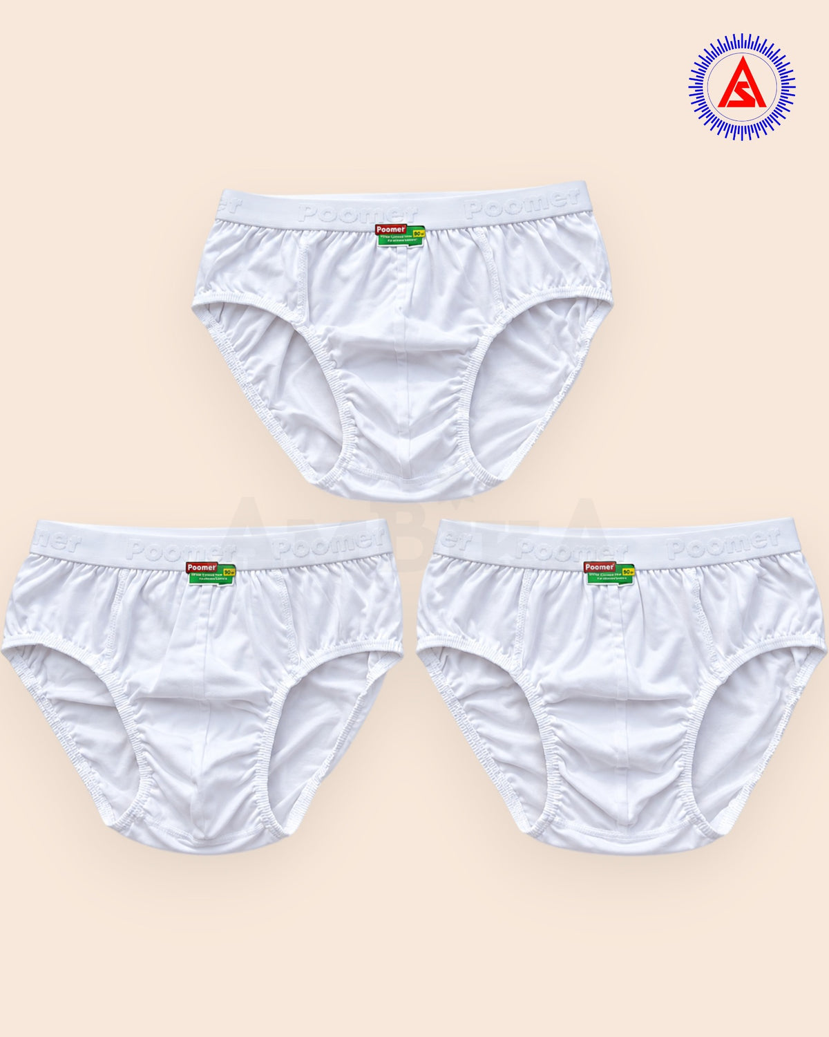 Poomer white Franco briefs pack of three
