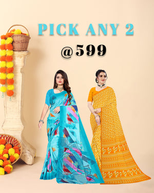 Pack Of Any 2 - Chiffon Sarees Combo
