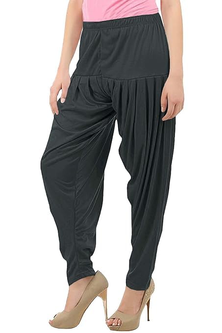 Women's Relaxed Fit Cotton Viscose Lycra Dhoti Patiyala Salwar Harem Bottoms Pants for Women's (PACK 1)