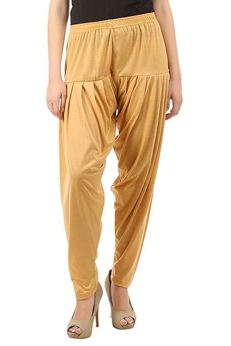 Women's Relaxed Fit Cotton Viscose Lycra Dhoti Patiyala Salwar Harem Bottoms Pants for Women's (PACK 1)