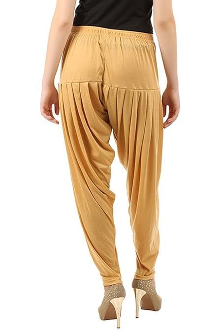 Women's Relaxed Fit Cotton Viscose Lycra Dhoti Patiyala Salwar Harem Bottoms Pants for Women's (PACK 1)