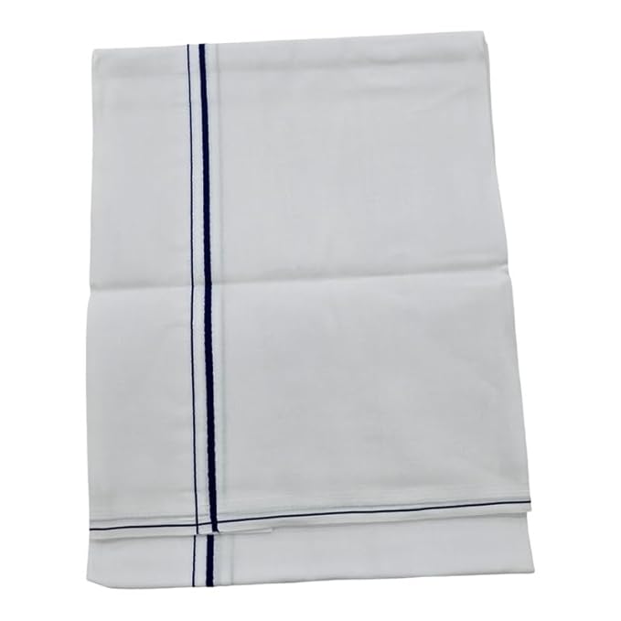 Pure Cotton White Dhoti With Colored Small Border for Men's | Dhoti for Pooja, Weddings and Other Festive Occasions - Size- 4 Mulam (2.0 MTR)