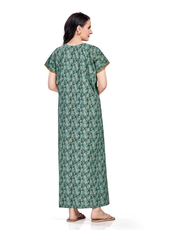 Women's Cotton Printed Nighty Night Gown Maxi | Nighty Dress with Pocket, Super Soft Comfortable | Rajasthani and Jaipuri Gown Maxi