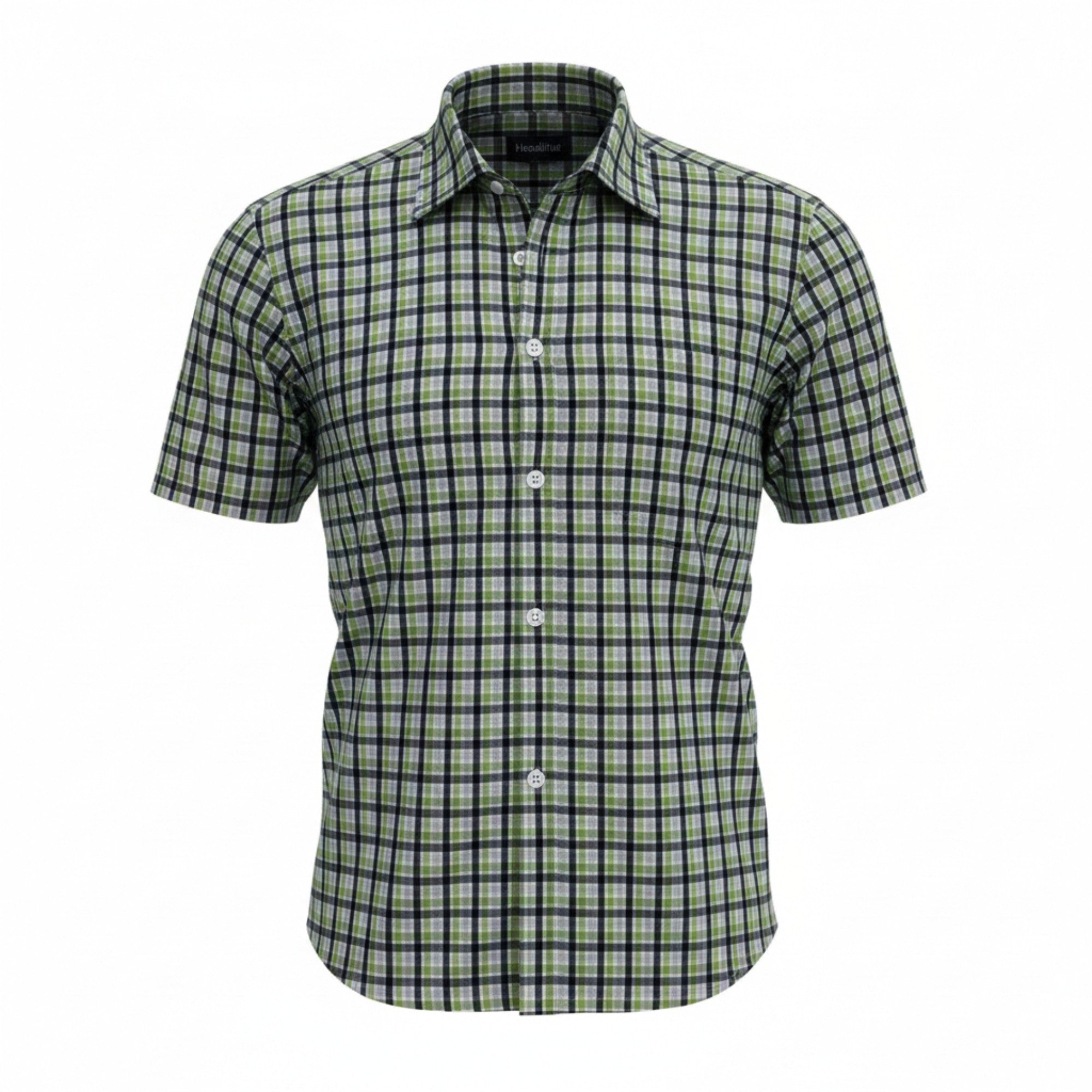 Unisex School Uniform Half Sleeve Shirt, T.N GOVT Formal for Boys/Girls, Readymade Stitched, Green Check, for Students 1 to 5 Class