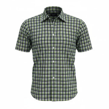 Unisex School Uniform Half Sleeve Shirt, T.N GOVT Formal for Boys/Girls, Readymade Stitched, Green Check, for Students 1 to 5 Class