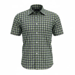 Unisex School Uniform Half Sleeve Shirt, T.N GOVT Formal for Boys/Girls, Readymade Stitched, Green Check, for Students 1 to 5 Class